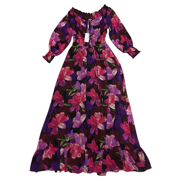 PETAL & PUP NWT Luanne Floral Off the Shoulder Long Sleeve Maxi Dress - Picture 4 of 15